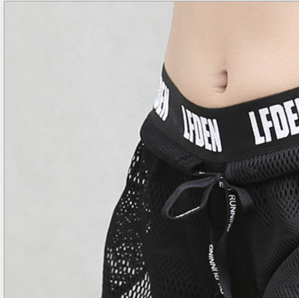 

women sports shorts elastic letters waist quick dry fake two anti light fitness running, White;black