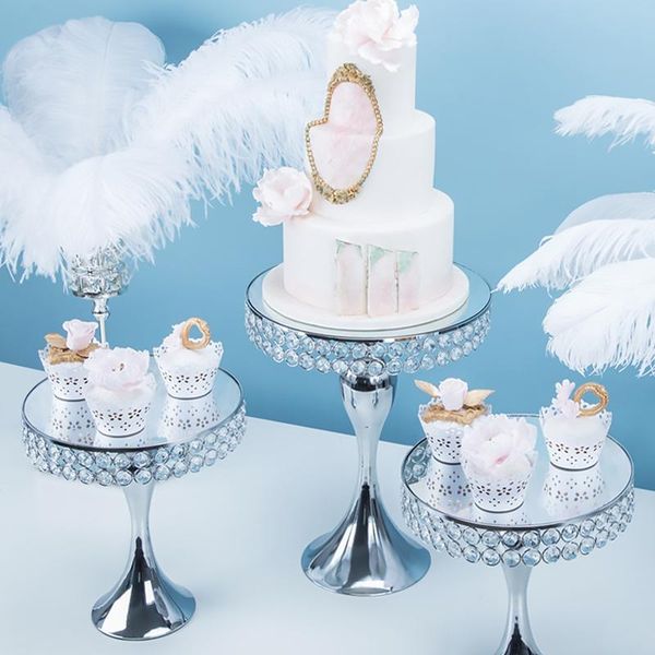 

baking & pastry tools gold crystal cake stand holder candlestick mirror face dessert storage tray wedding party table candy bar tower decora