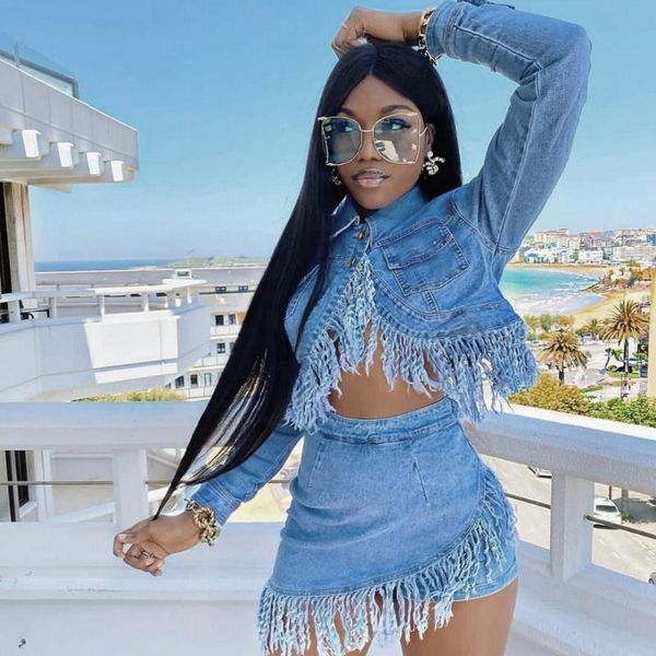 

ethnic clothing two piece set dashiki clothes african dress autumn long sleeve denim slim crop suits mini skirt 2pcs outfits africa, Red