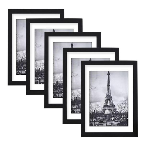 

frames 5 pieces picture frame set displays 5x7 6x8 8x10 pictures with mat black white pvc po for desk wall decorations