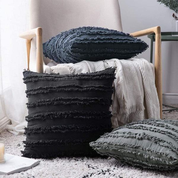 

cushion/decorative pillow white cushion cover floral tassels square case black yellow ivory grey cotton 45x45cm home decoration sofa