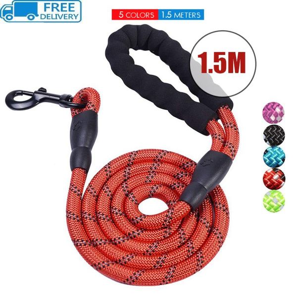 

dog collars & leashes 1.5m reflective large leash nylon rope leads durable mountain climbing training for small puppy dogs