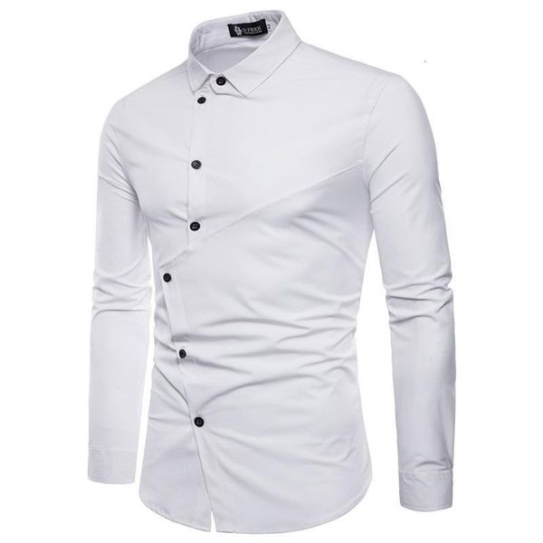 

men's casual shirts shirt solid color turn down collar irregular placket cardigan personalized tailoring slim s1pt, White;black