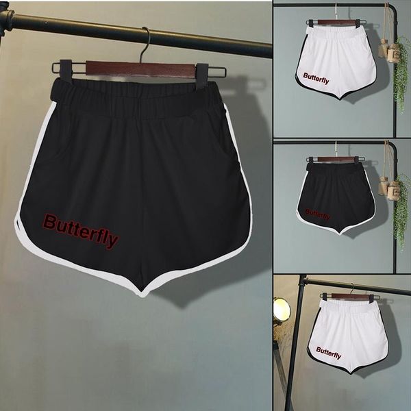

women's shorts summer women sports short pants gym workout waistband running jogging butterfly letter print, White;black