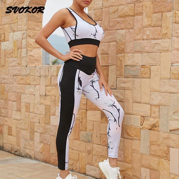 

yoga outfit svokor patchwork women sports sets for gym printed seamless set workout 2pcs sport suit breathable sportswear