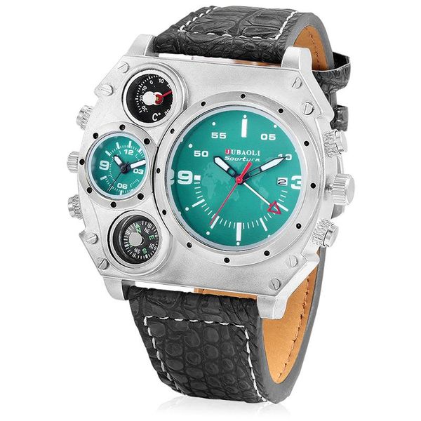 

wristwatches brand dual time display business watches for men large dial sport quartz military watch man gift relogio masculino montre homme, Slivery;brown