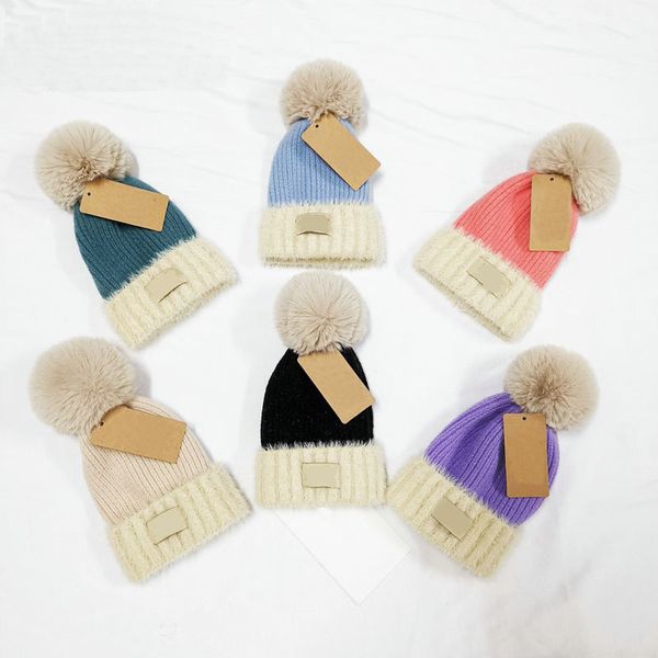 1-12 Yıl Kış Bebek Örgü Şapka Yüksek Kaliteli Çocuk Marka Seyahat Erkek Moda Beanies Skullies Chapeu Caps Pamuk Kayak Kap Kız Pembe Şapka UG1248