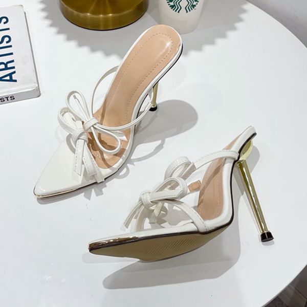 

sandals fashion ladies party dress shoes slippers summer pointed toe sweet bowtie women thin high heels pumps rose 86xd, Black
