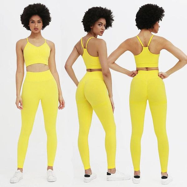 

yoga outfit solid 2 piece set women fitness bra push up leggings seamless sports joggings workout gym athletics slim fit tracksuit