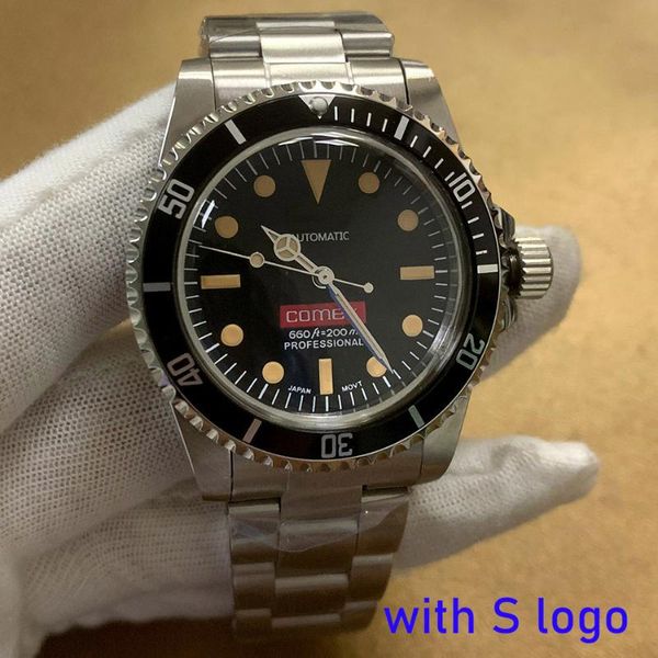 

wristwatches watch 1960 self-winding men's 39.5mm japanese nh35 movement acrylic semicircular luminous hands stainless steel case with, Slivery;brown