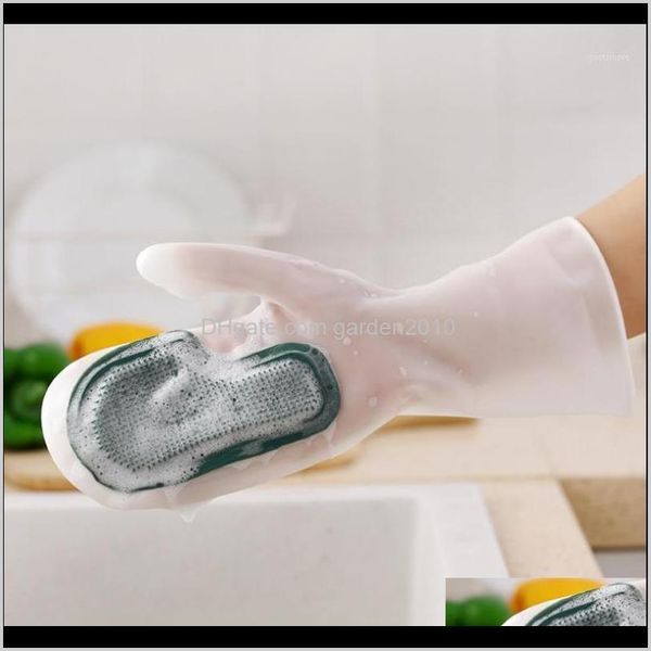 Descartável 1Pair Luvas de limpeza de lavagem de louça Magic Sile Rubber Prato de lavagem para lavagem de lavagem para casa Cozinha limpa ferramenta limpa Scrub1 B86 Syeia