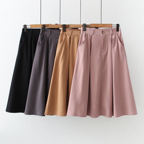 

hsa high waist women's pleated skirts loose korean spring summer minimalism elegant office female mi-long skirt saia 210417, Black