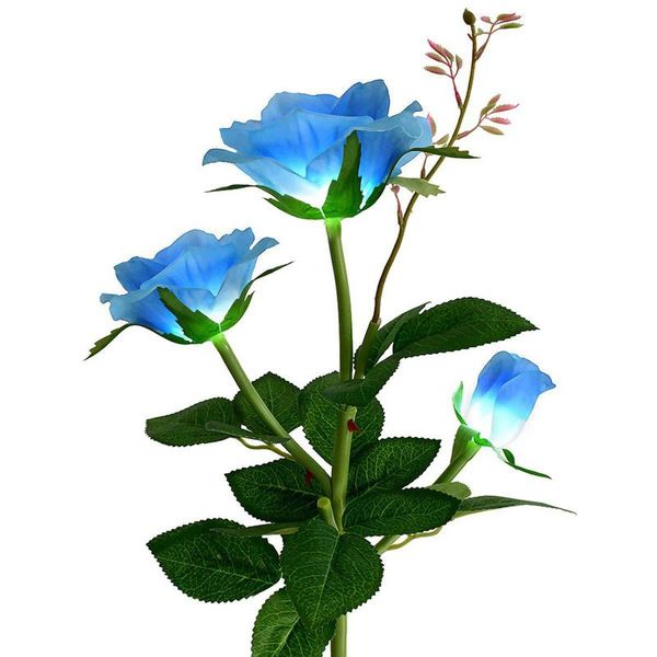 

solar rose flower lawn lamp with 3 buds for outdoor decorative garden landscape light waterproof inserting led 80cm wwo66 lamps