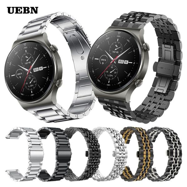 

watch bands uebn classic metal stainless steel wrist band for huawei gt 2 pro smartwatch strap 42 46mm 2e bracelet watchbands, Black;brown