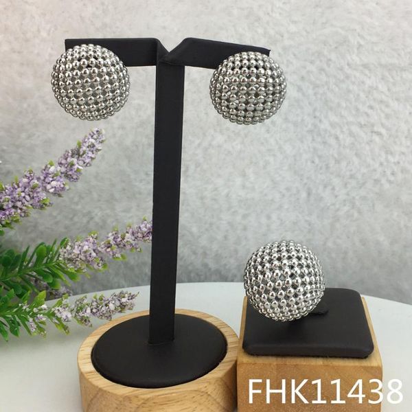 

earrings & necklace yuminglai fhk11438 italian elegant classic design trendy2pcs luxury jewelry sets bracelet ring brazilian set, Silver