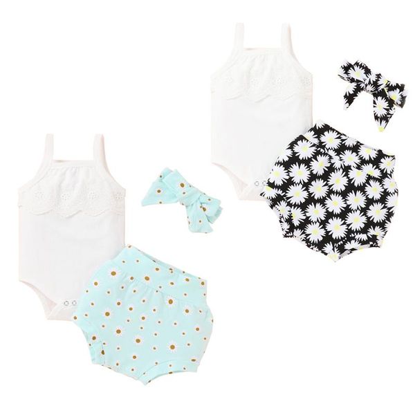 

0-18m fashion born infant baby girl summer clothing set sleeveless solid romper shorts sets, White