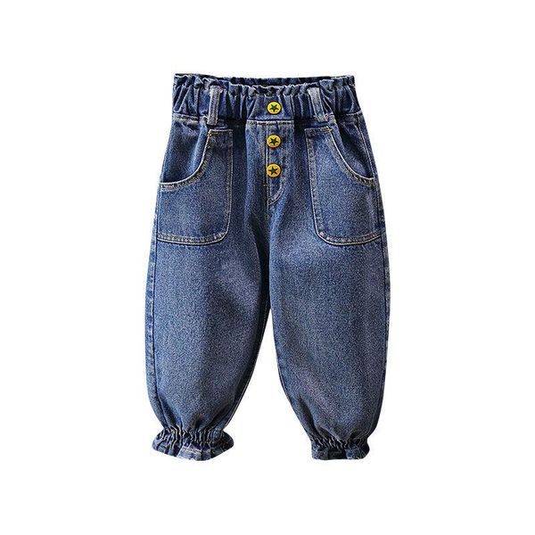 

trousers children clothing girls jeans stretch middle small pants spring and autumn loose bloomers baby, Blue