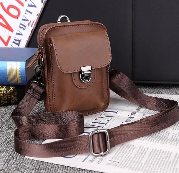 

waist bags korean vision men's leather shoulder bag casual mini crazy horse