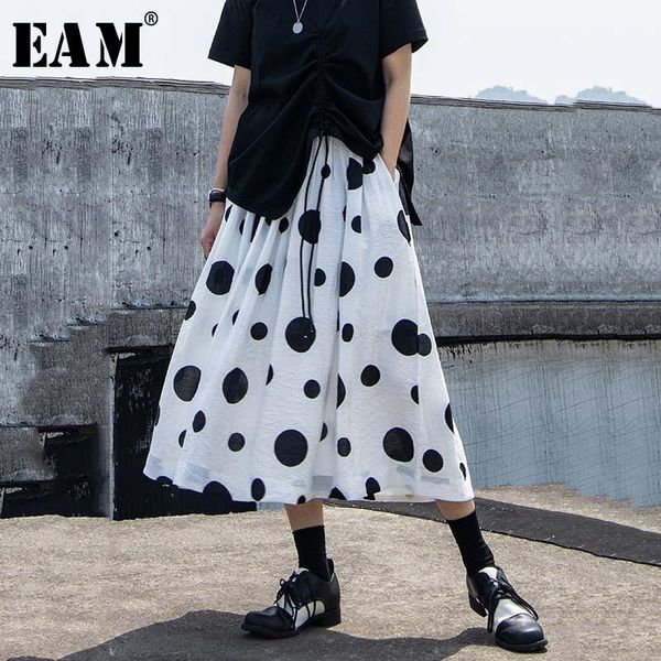 

[eam] high elastic waist white black dot printed temperament half-body skirt women fashion tide spring autumn 2021 1w238 skirts