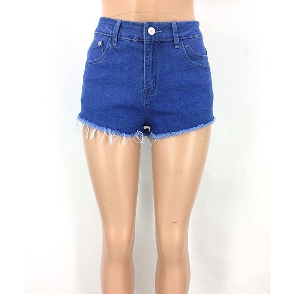 

women jeans medium waist denim short tassel skinny slim pants, Blue