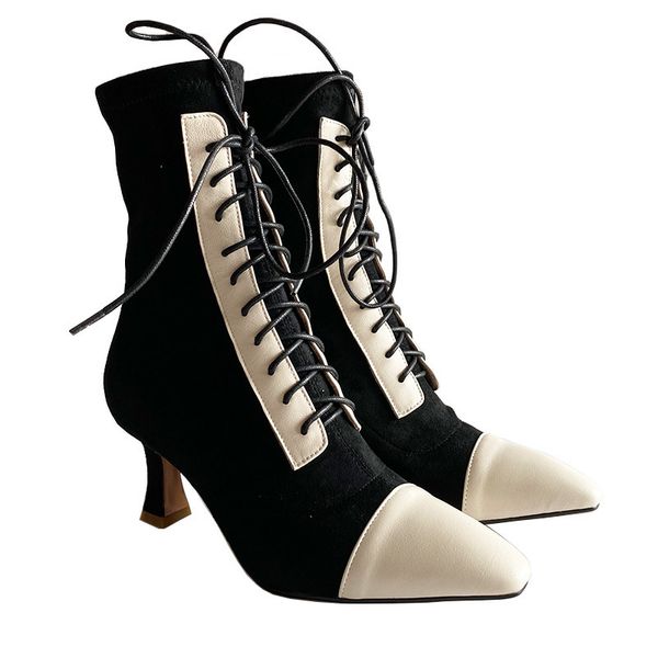 

asumer of quality genuine leather + section women high party heels dress shoes ladies boots, Black