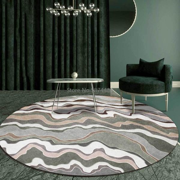 

fashion modern morandi green abstract curve strip living room bedroom hanging basket chair round floor mat carpets