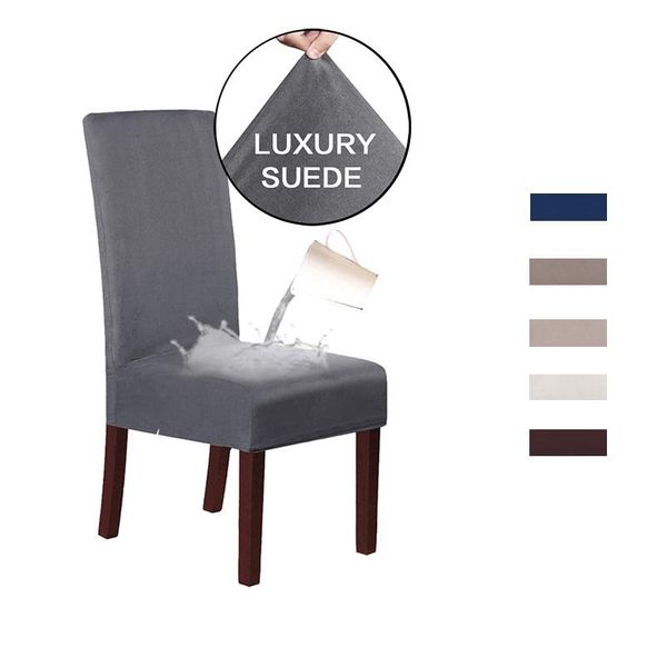 

2/4/6pcs solid color chair cover soft suede fabric covers for kitchen dining room wedding elastic slipcover case