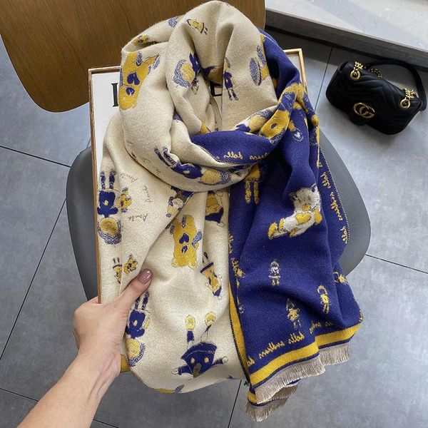 

scarves 2021 thick blanket winter cashmere scarf women ladies warm shawls and wraps large bufanda pashmina hijab long fashion echarpe, Blue;gray
