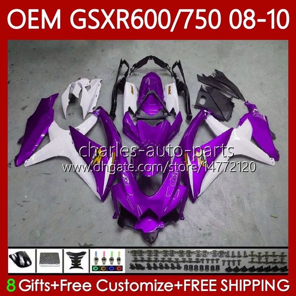 OEM de molde de injeção para suzuki gsxr-750 gsxr600 gsxr 600 750 cc roxo branco k8 08 09 10 88No.155 gsx-r750 gsxr-600 gsxr750 gsx-r600 600cc 750cc 2009 2009 2010 kit de justo