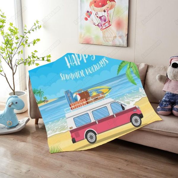 

blankets happy summer surfing time print blanket kids for beds sofa picnic custom