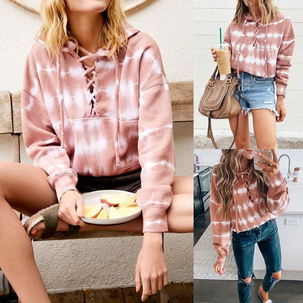 

women's hoodies & sweatshirts eur and usa selling autumn/winter women hoodie characteristic pink-print casual tie the rope ladies pink, Black