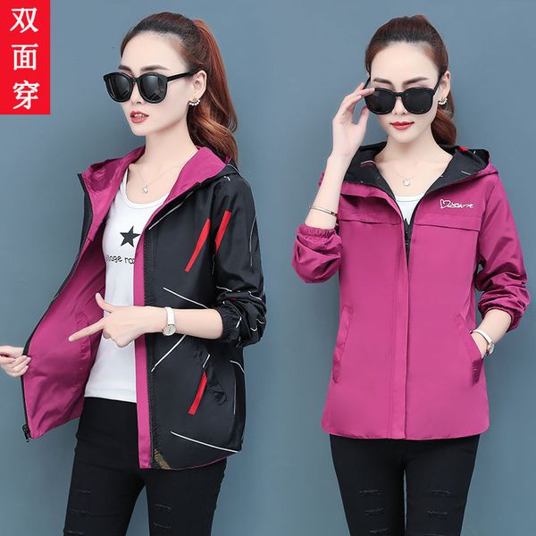 

luxury women's jackets double sided female ins korean loose student 2021 spring and autumn casual hooded double-sided coat, Black;brown