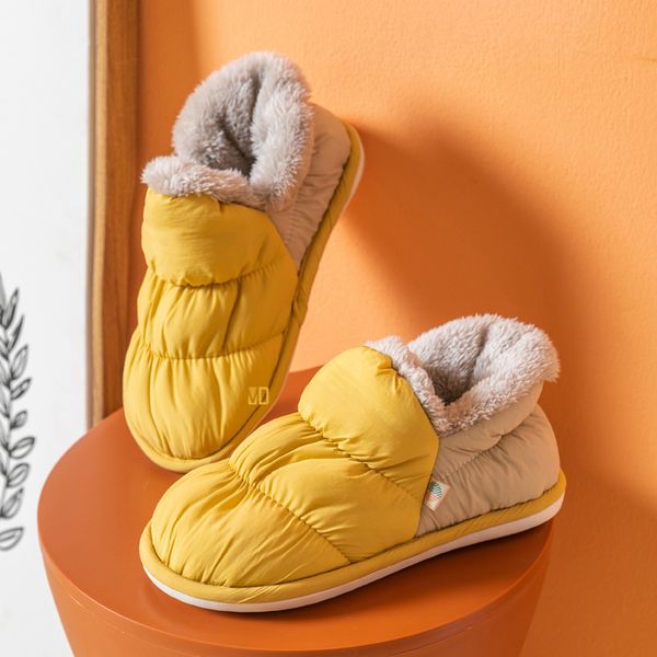 

mo dou 2021 new warm winter slippers plush flat waterproof women shoes couples home indoor outdoor soft cozy quality eva design k722, Black