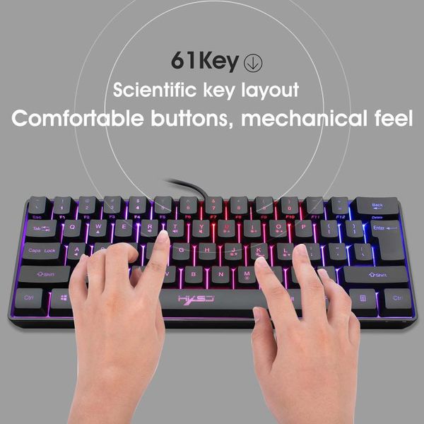 

lighting 61 keys usb wired gaming keyboard rgb led backlit keypad for deskcomputer lappc keyboards