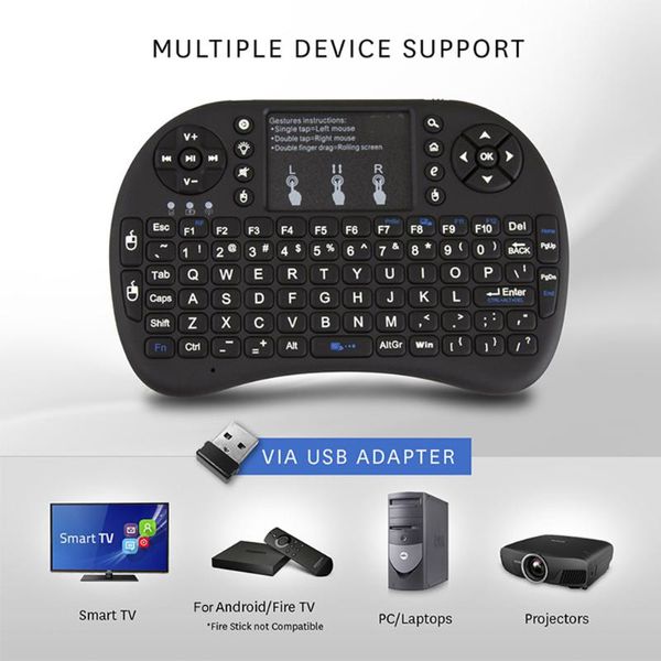 

keyboards 2.4ghz wireless keyboard 7 color backlit i8 mini russian english colour air mouse with touchpad remote control android tv box