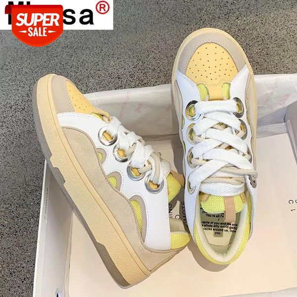 

2021 spring women's sneakers fashion women shoes color matching lace-up vulcanized comfortable shallow mouth casual #vg3u