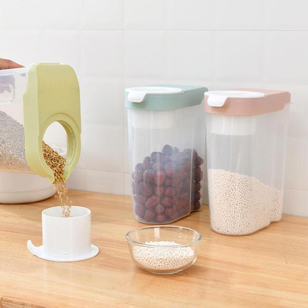 

storage bottles & jars plastic grain rice box tank sealed moisture-proof kitchen container