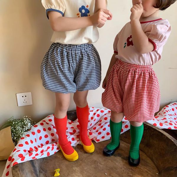 

stylish girls plaid shorts fashion summer kids clothes 1-6 years, Black