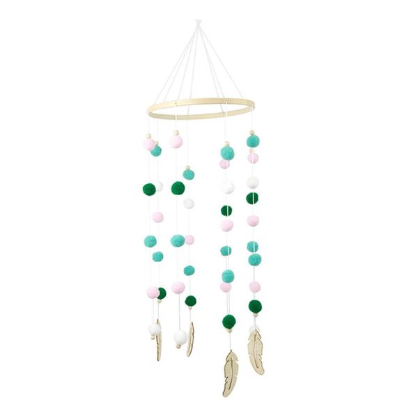 

decorative objects & figurines arrival fashion colorful hairball handmade wooden feather wind chimes hanging craft gift for children's