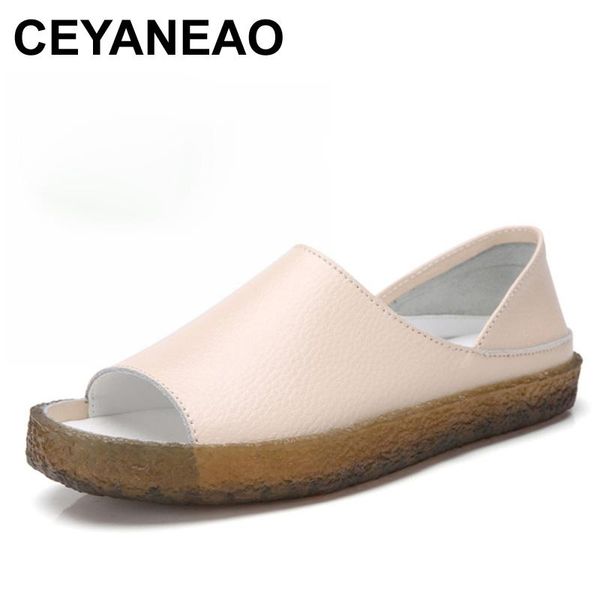 

ceyaneaohandmade genuine leather flat sandals for women, casual summer shoes, gladiator large size 35-43e048, Black