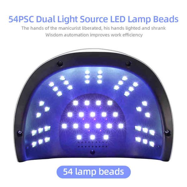 

nail dryers dryer 54 pcs light bead big space led uv lamp for manicure quick curing with motion sensing lcd display lamp 220225