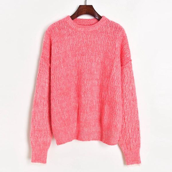 

women's sweaters thick mohair womens winter 2021 lazy oaf oversized sweater o-neck casual loose pullover sueter mujer pink jumpers, White;black