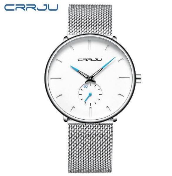 Heißer Verkäufer Crrju Top-Marke Luxus Quarzuhr Männer Casual Schwarz Japan Quarzuhr Edelstahl Gesicht ultradünne Uhr männlich Relogio Neu