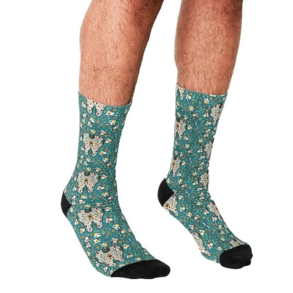 

funny men's socks cute tooth personality pattern printed hip hop men happy boys street style crazy for, Black