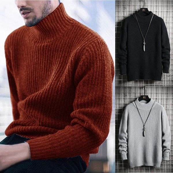

men's sweaters 2021 turtleneck sweater autumn winter casual warm knitted keep men jumper slim-fit streetwear, White;black