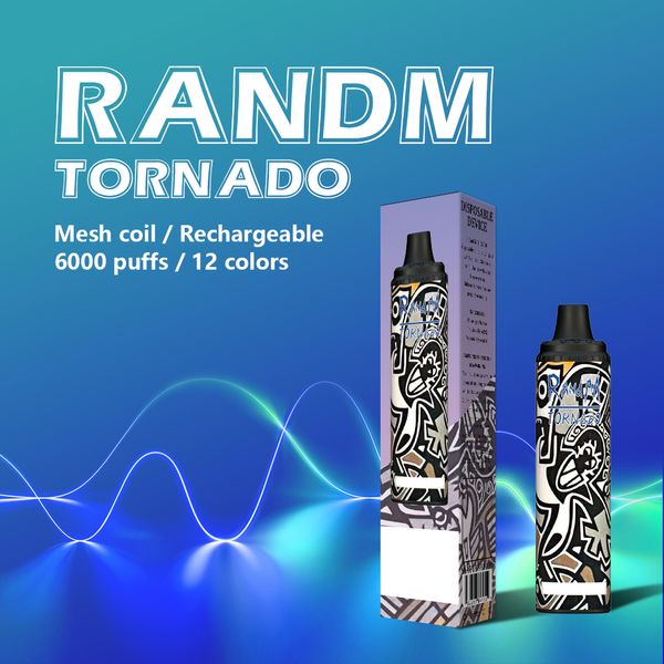 Fumot Original RandM Tornado 6000 Puffs Vape Pen Одноразовая электронная сигарета с предварительно заполненным устройством для капсул объемом 12 мл, доступно 30 вкусов