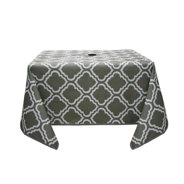 

table cloth outdoor waterproof spillproof square zipper tablecloth with umbrella hole for camping, picnic, afternoon tea, bbq