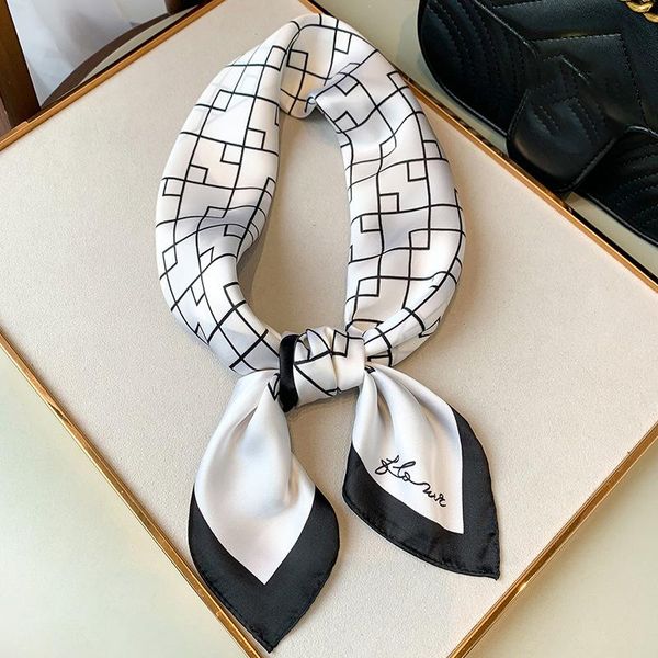 

design women silk neck hair scarf musical note print lady square foulard headband accessories hand neckerchief scarves, Blue;gray