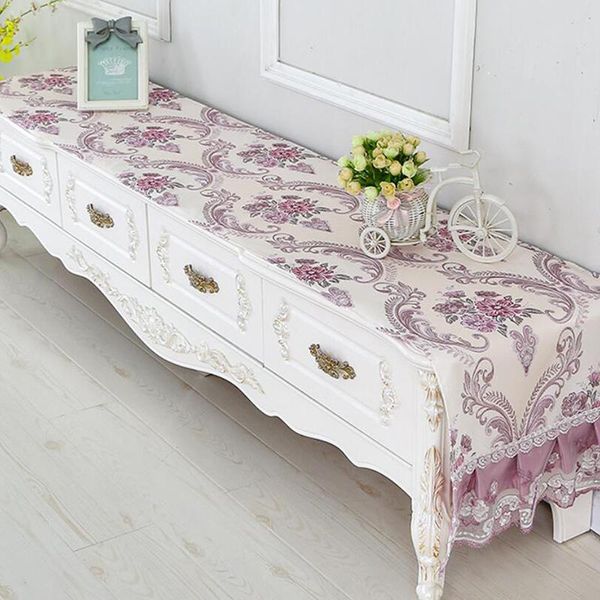 

table cloth side tv cabinet lid with cutout flower home decoration dust covers household trades