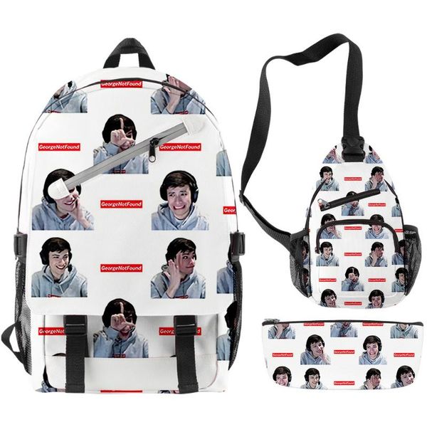 

backpack georgenotfound 3d boys girls 3pcs/set primary middle school students schoolbag oxford waterproof